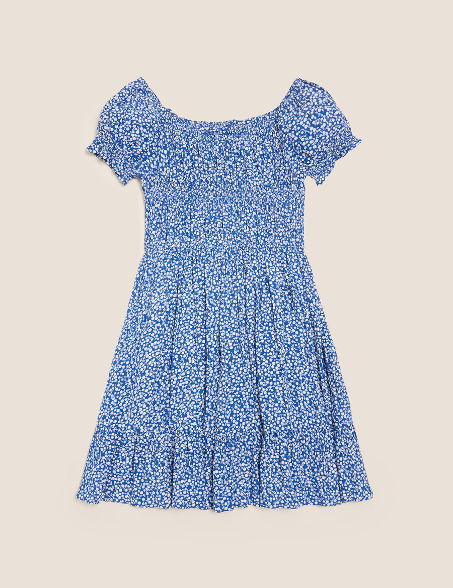 Floral Shirred Dress