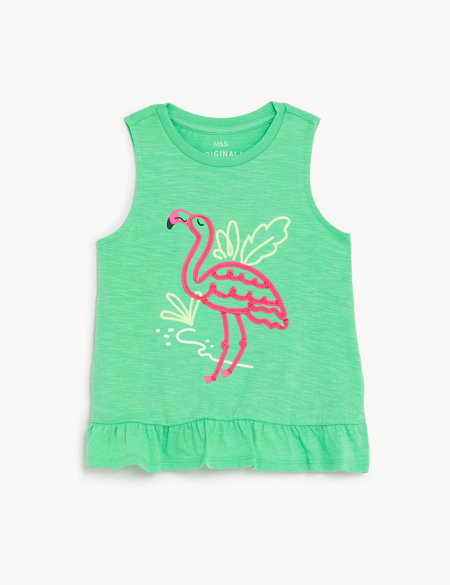 Pure Cotton Flamingo Print Top