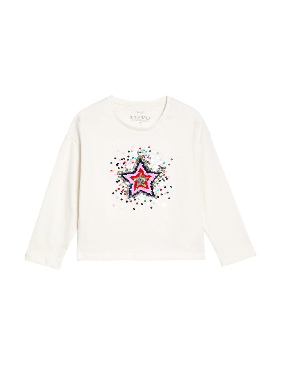 Pure Cotton Star Reversible Sequin Top