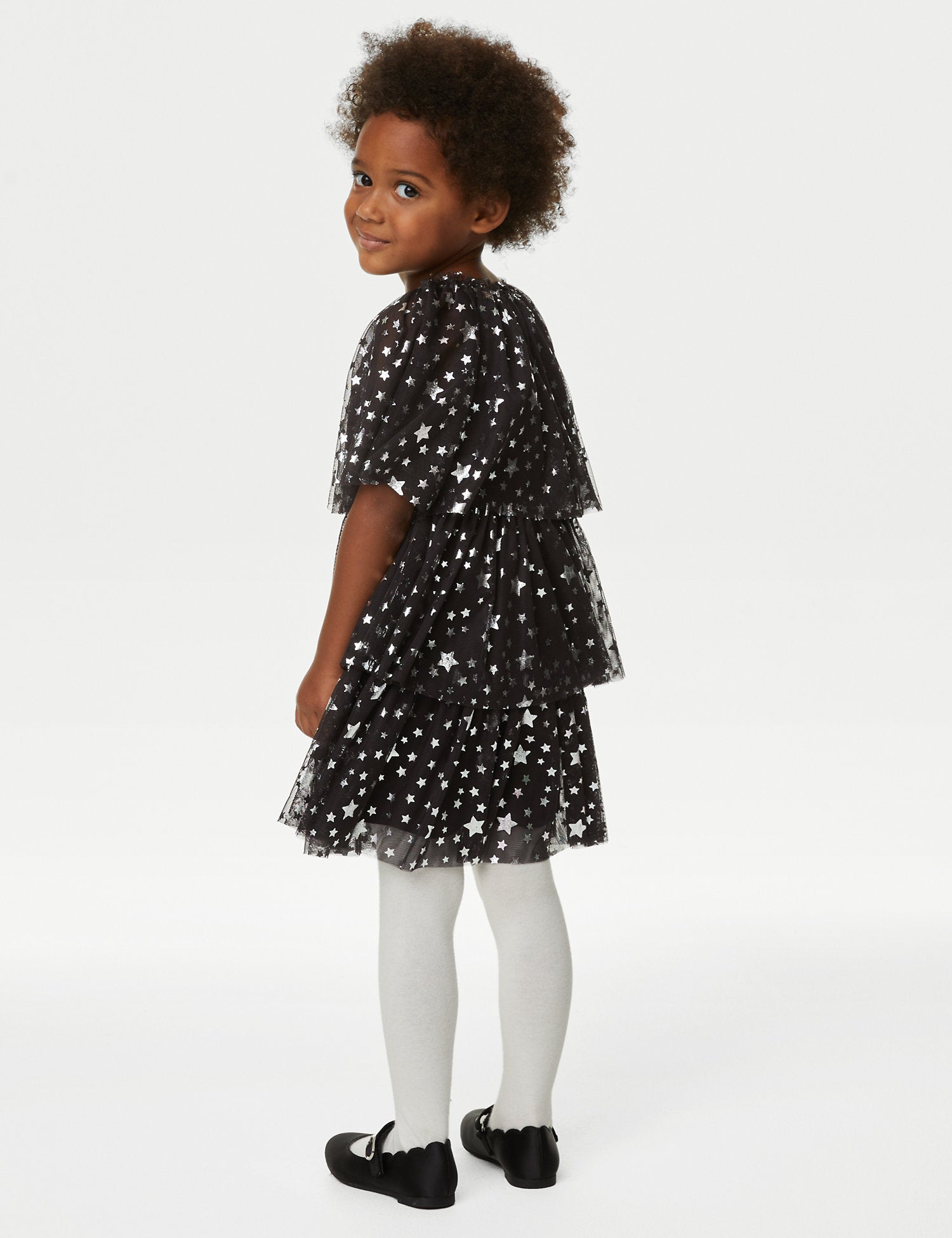 Tulle Star Print Tiered Party Dress