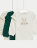 3pk Pure Cotton Bunny & Striped Tops