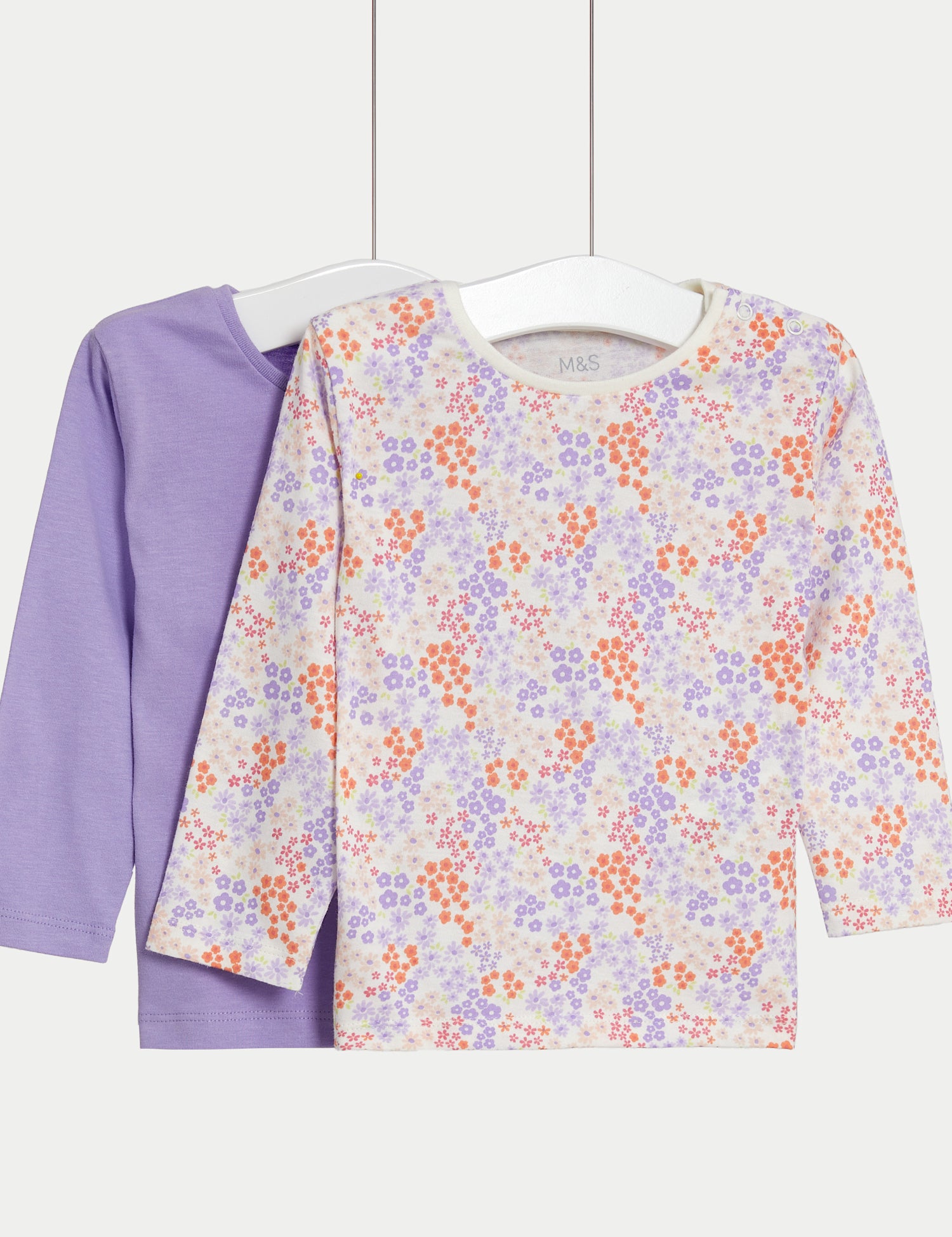 2pk Pure Cotton Floral & Plain Tops