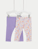 2pk Cotton Rich Plain & Floral Leggings