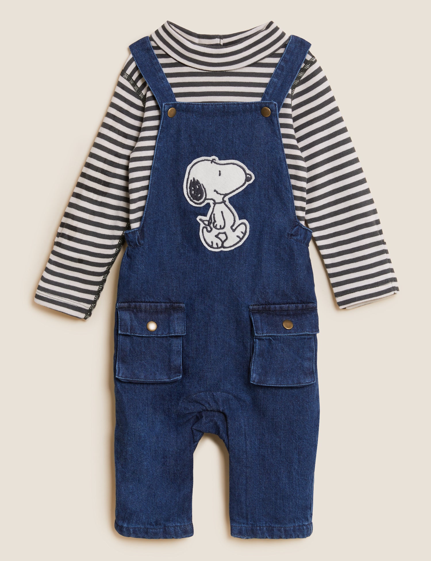 2pc Pure Cotton Denim Snoopy™ Dungaree Outfit