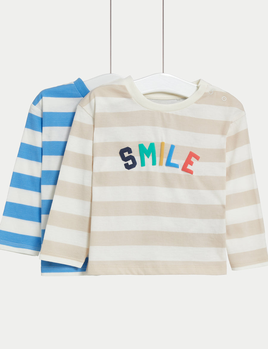2pk Pure Cotton Striped Tops