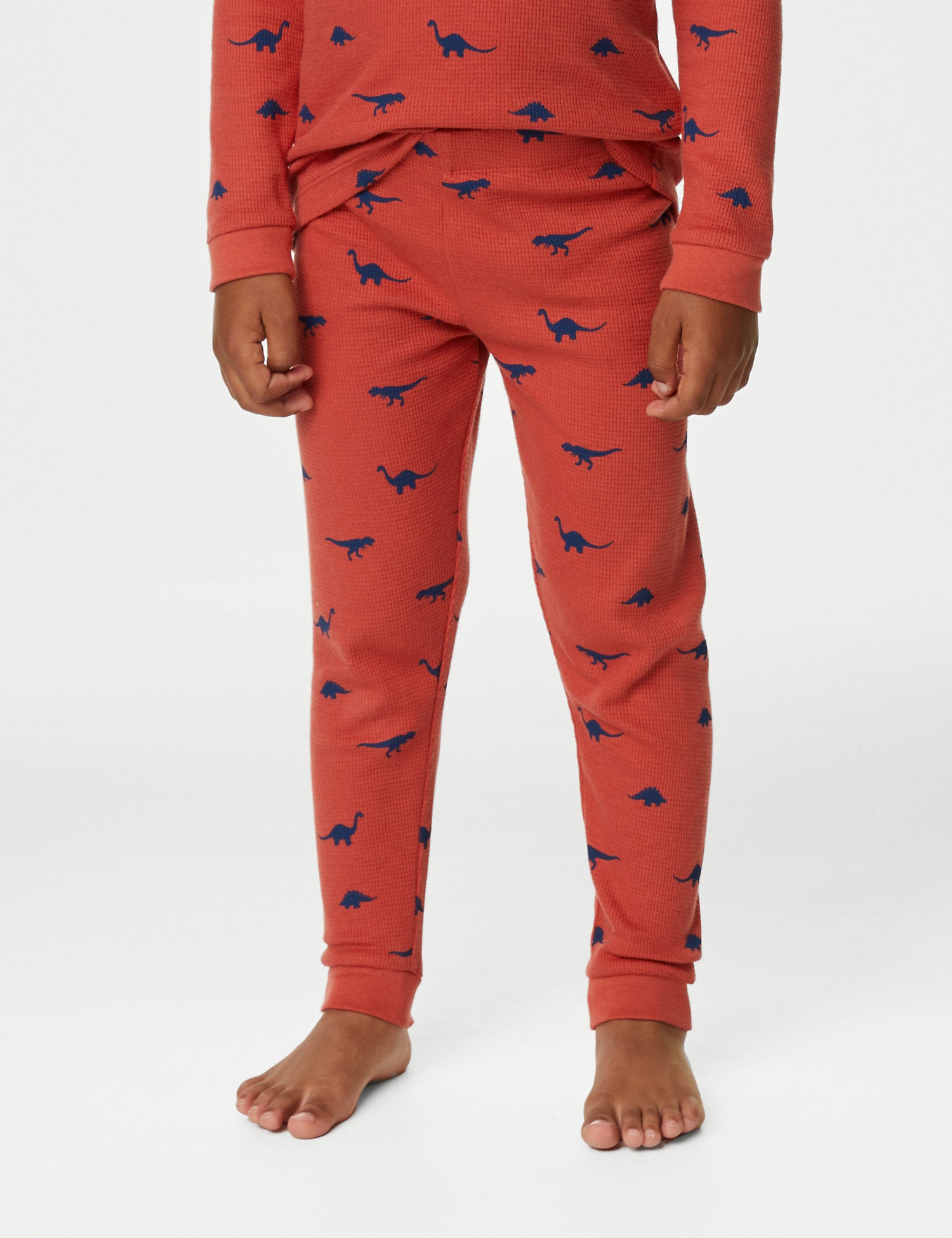 Pure Cotton Dinosaur Waffle Pyjamas