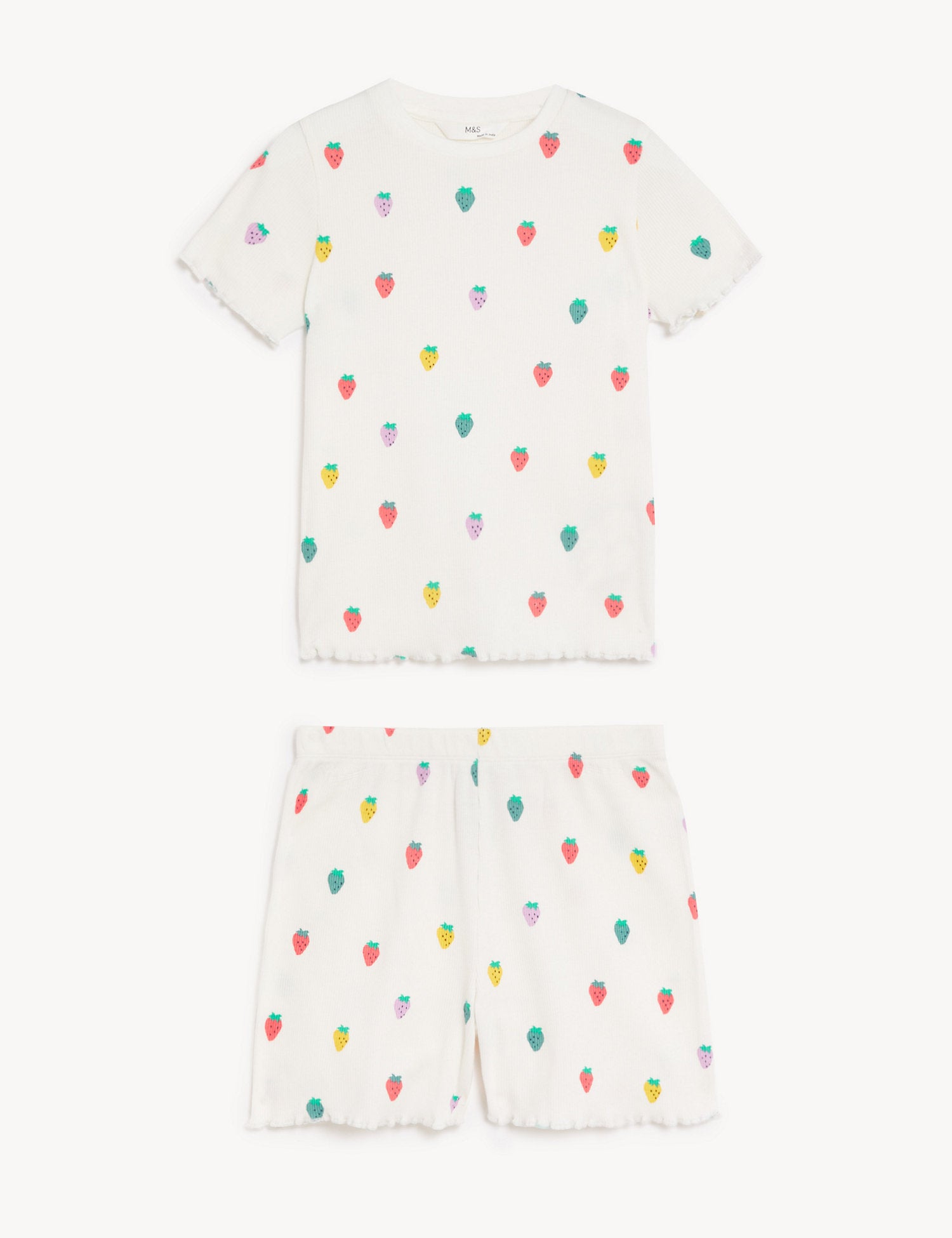 Cotton Rich Strawberry Rib Short Pyjama Set