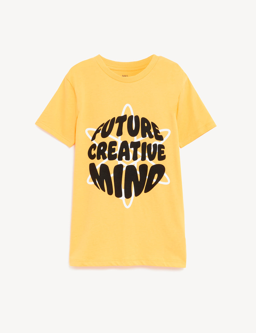 Pure Cotton Slogan T-Shirt