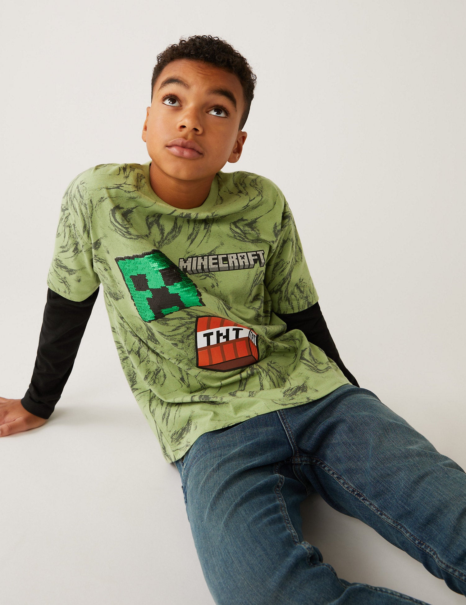 Pure Cotton Minecraft Mock Sleeve Top