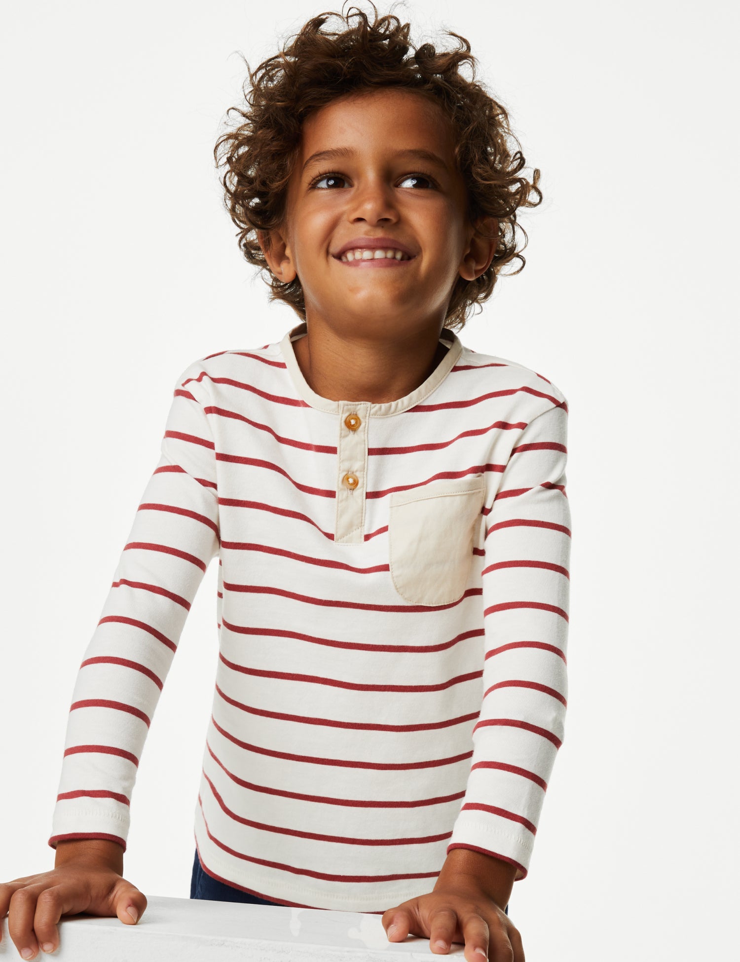 Pure Cotton Breton Striped Henley Top