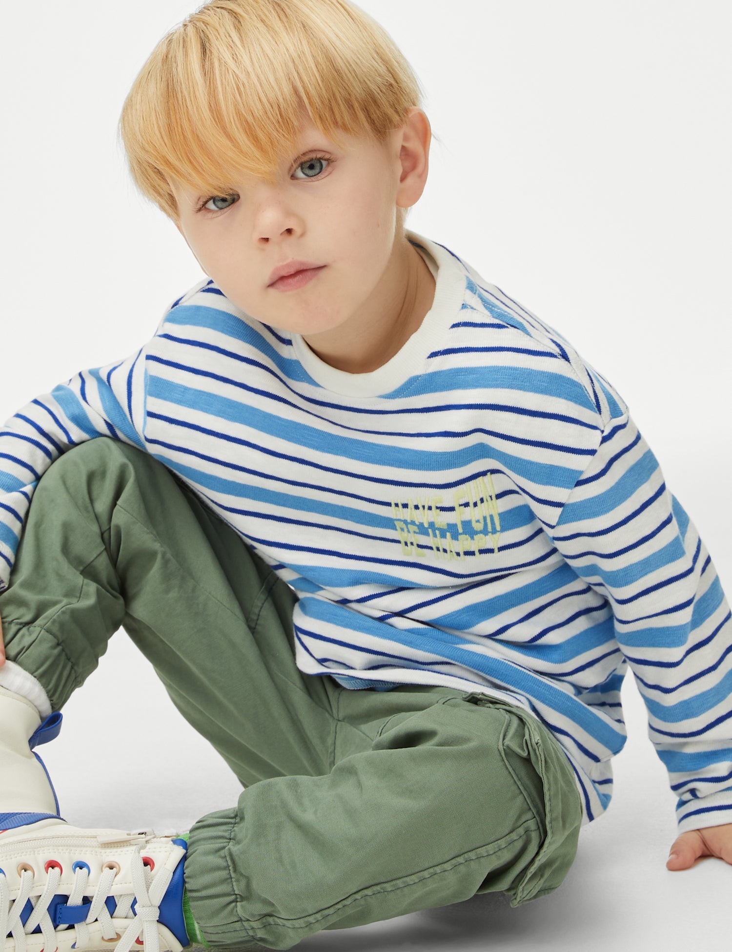 Pure Cotton Striped Have Fun Be Happy Top