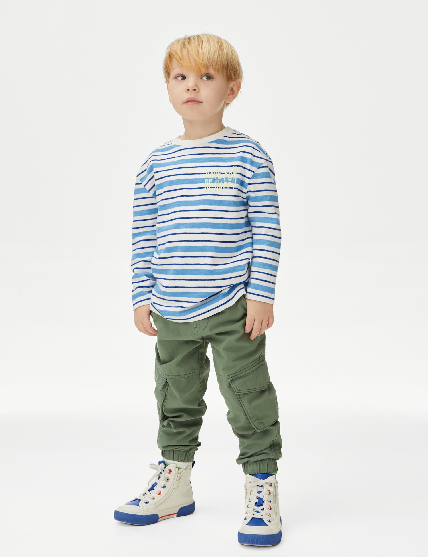 Pure Cotton Striped Have Fun Be Happy Top