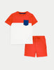 2pc Pure Cotton Red Colourblock Outfit