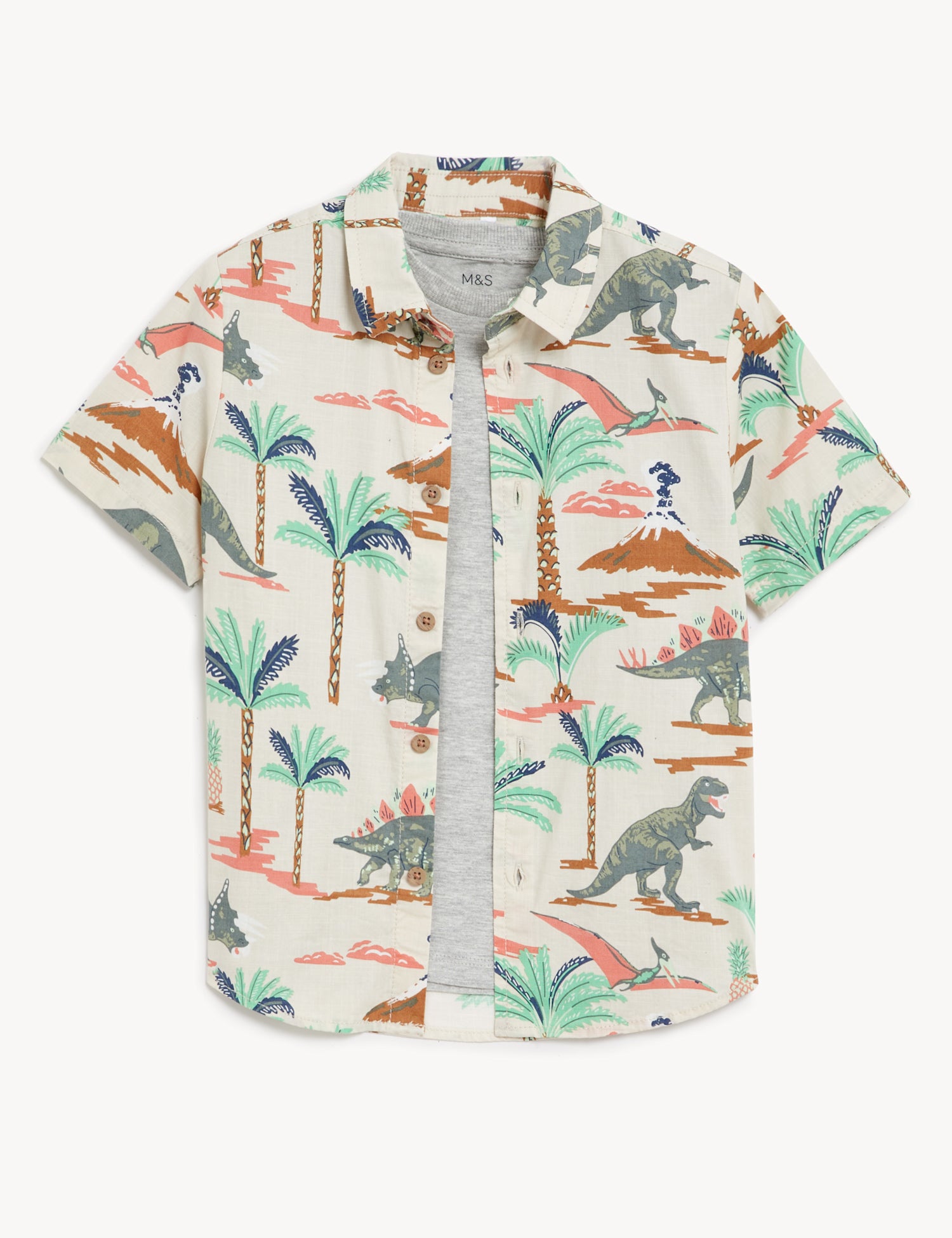 2pc Pure Cotton Dinosaur Shirt and T-Shirt