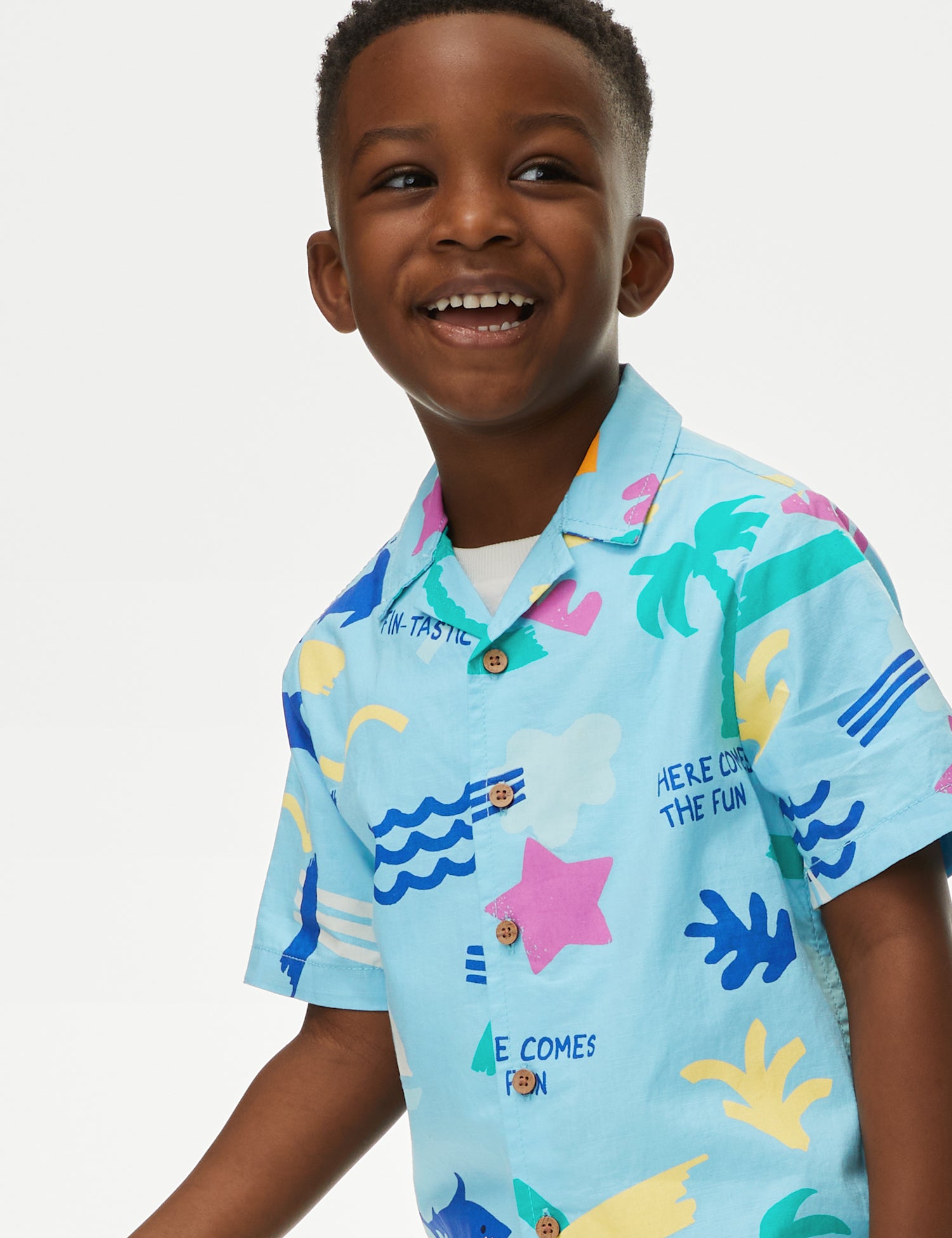 2pc Pure Cotton Holiday Shirt & T-Shirt Set