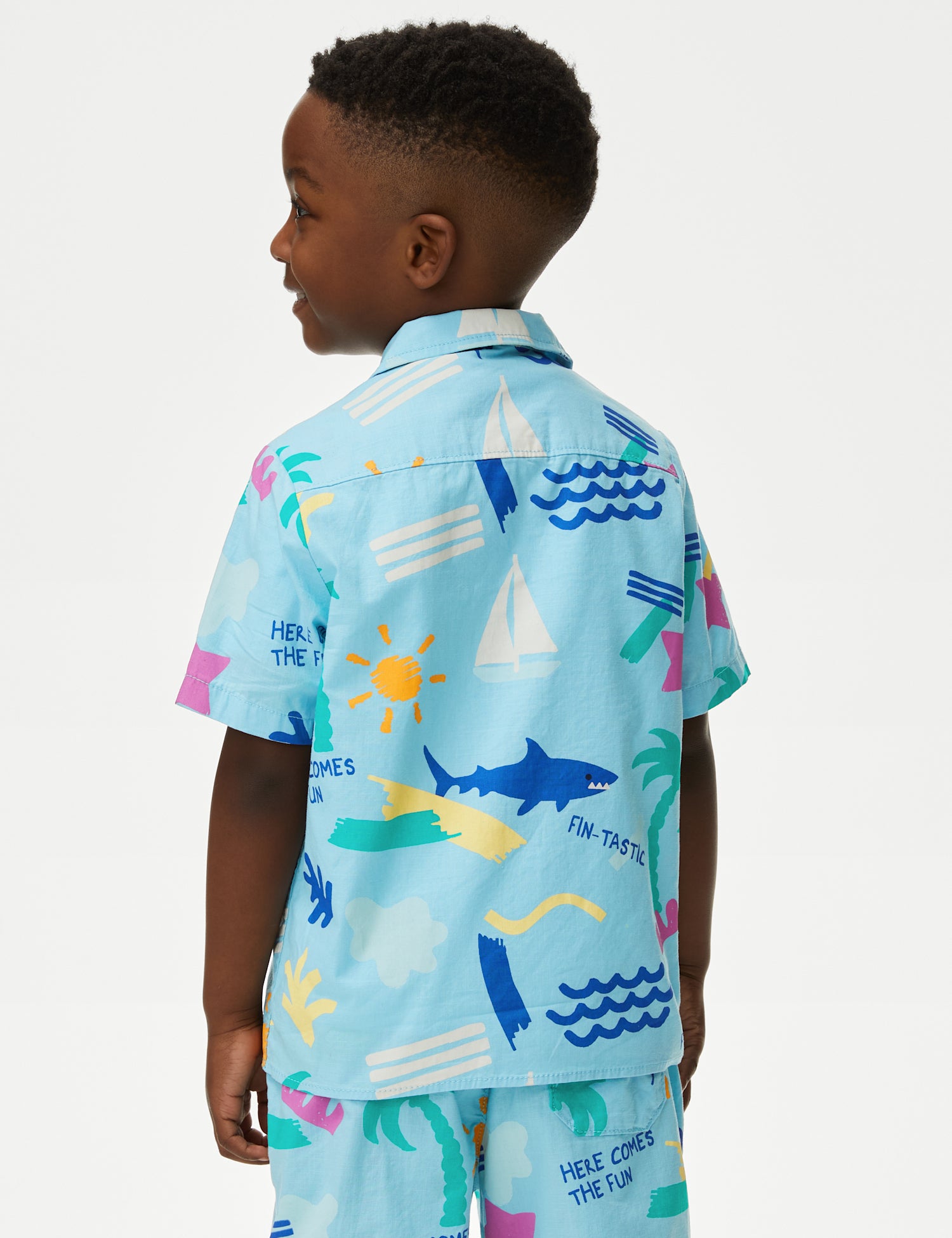 2pc Pure Cotton Holiday Shirt & T-Shirt Set