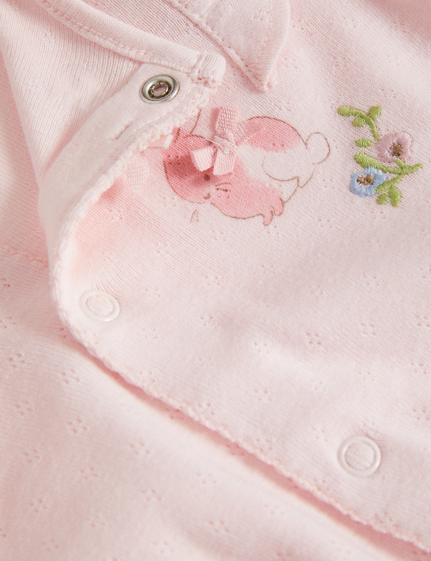 3pk Pure Cotton Bunny & Floral Sleepsuits