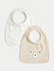 2pk Cotton Rich Bear & Plain Dribble Bibs