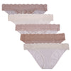 5pk Cotton and Lace Snake Skin Bikini