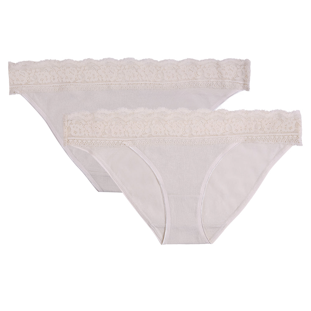 5pk Cotton and Lace Snake Skin Bikini