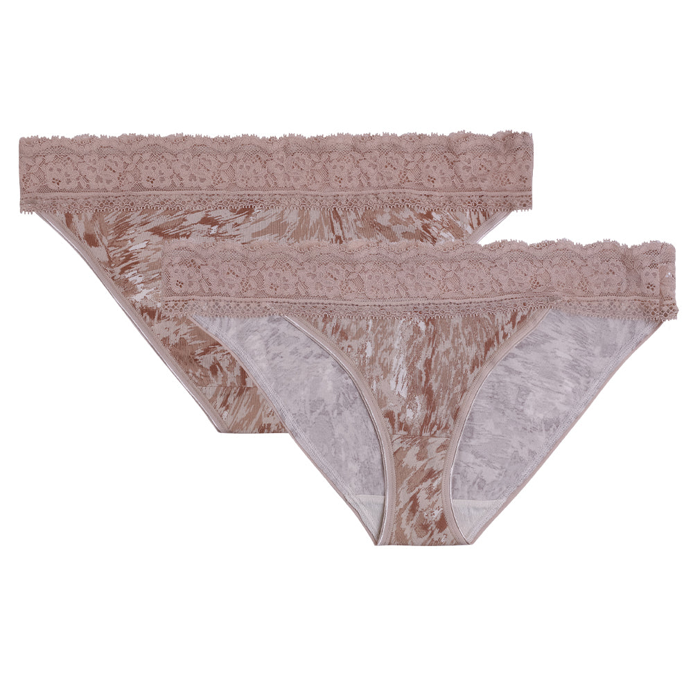 5pk Cotton and Lace Snake Skin Bikini