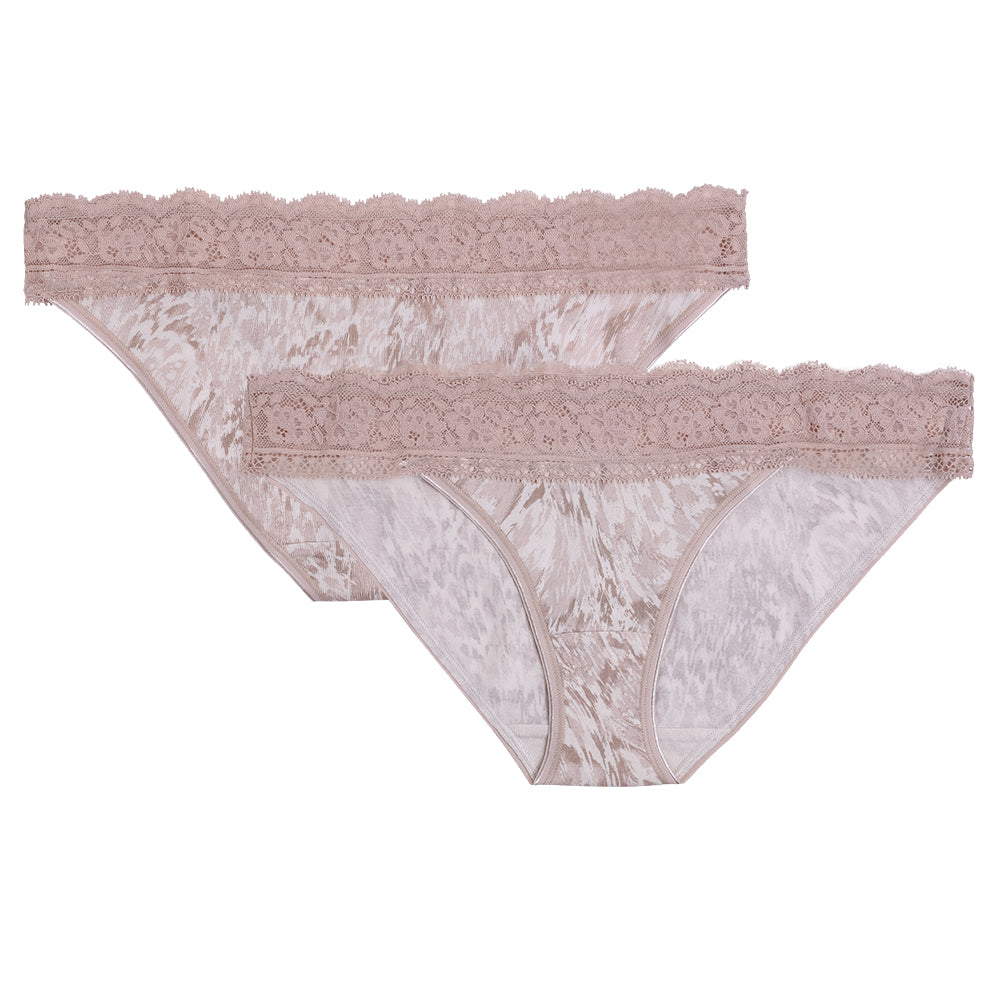 5pk Cotton and Lace Snake Skin Bikini