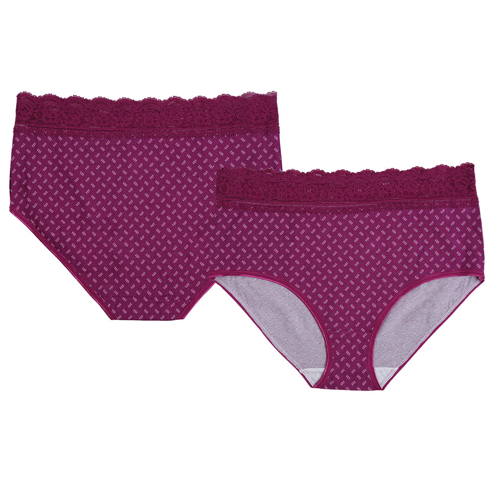 5pk Cotton & Lace Geo Full Brief