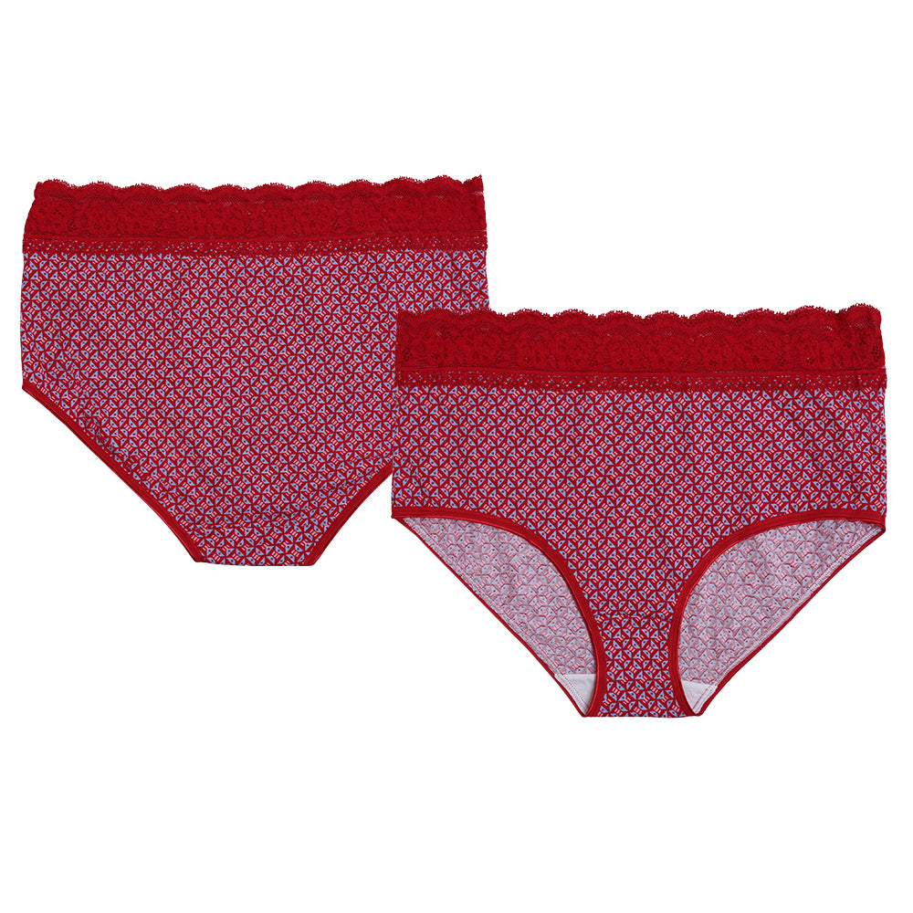 5pk Cotton & Lace Geo Full Brief