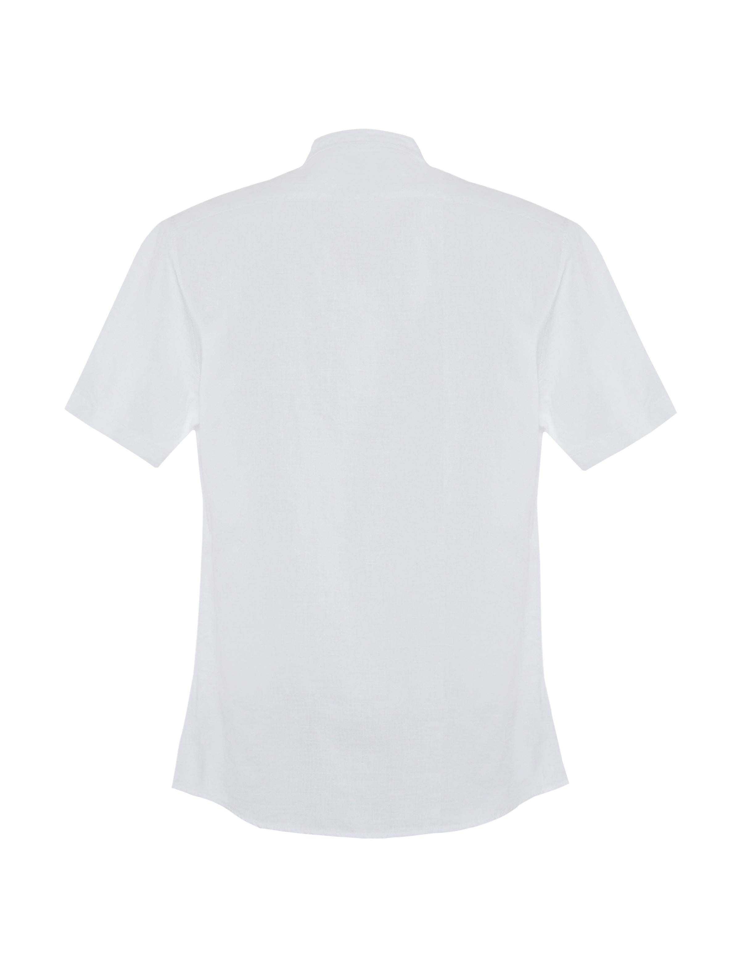 Linen Blend Grandad Short Sleeve Shirt