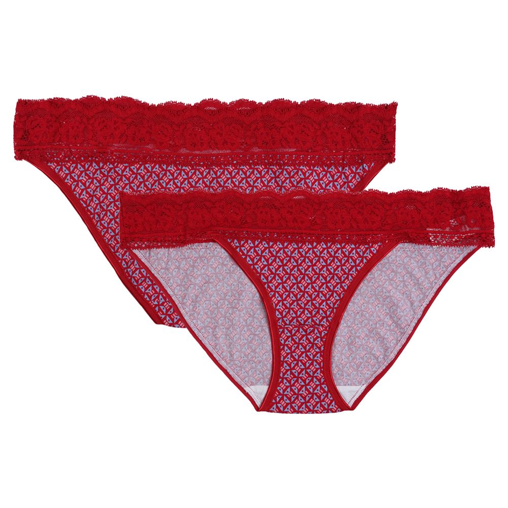 5pk Cotton & Lace Geo Bikini