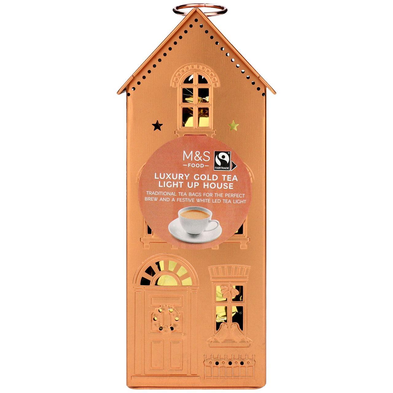 Luxury Gold Light Up Tea Bag House 125g