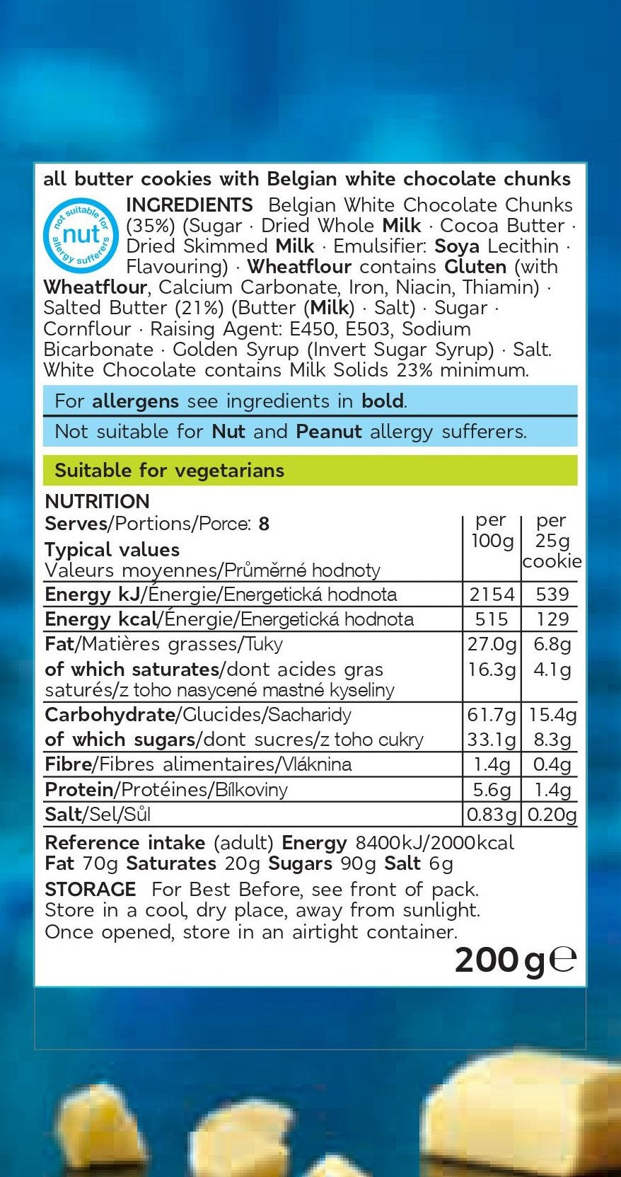 8 All Butter Belgian White Chocolate Chunk Cookies