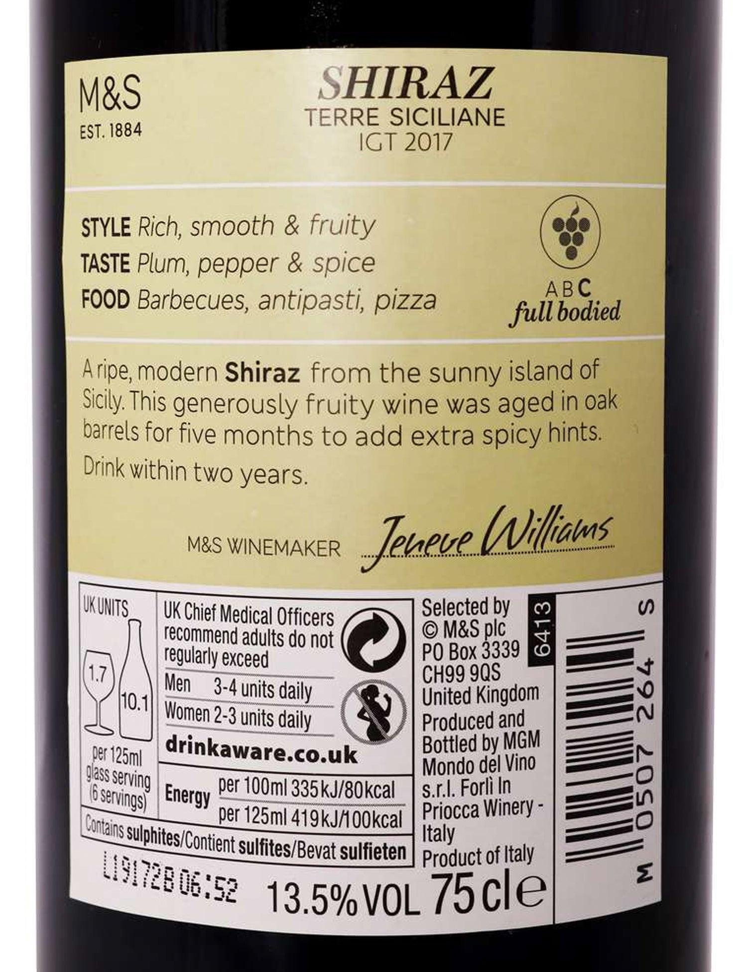 Shiraz Vino Varietale Italia