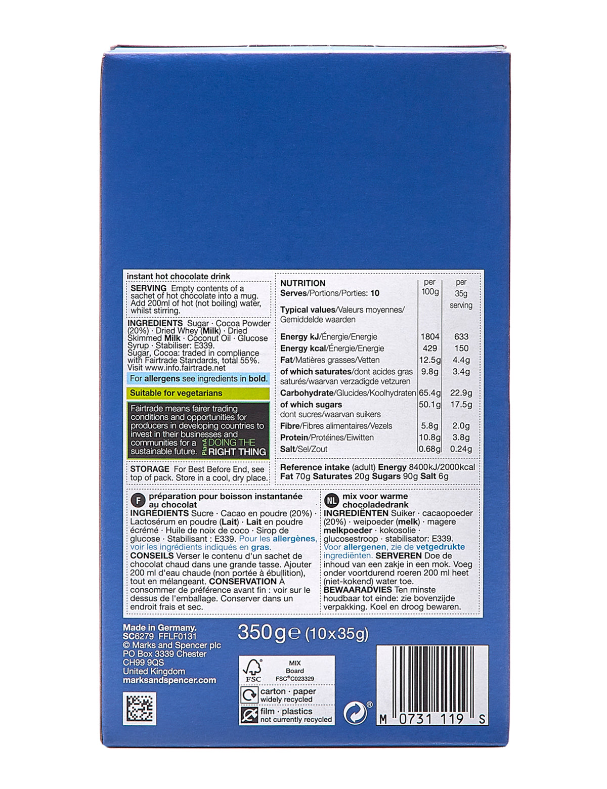 10 Instant Hot Chocolate Sachets