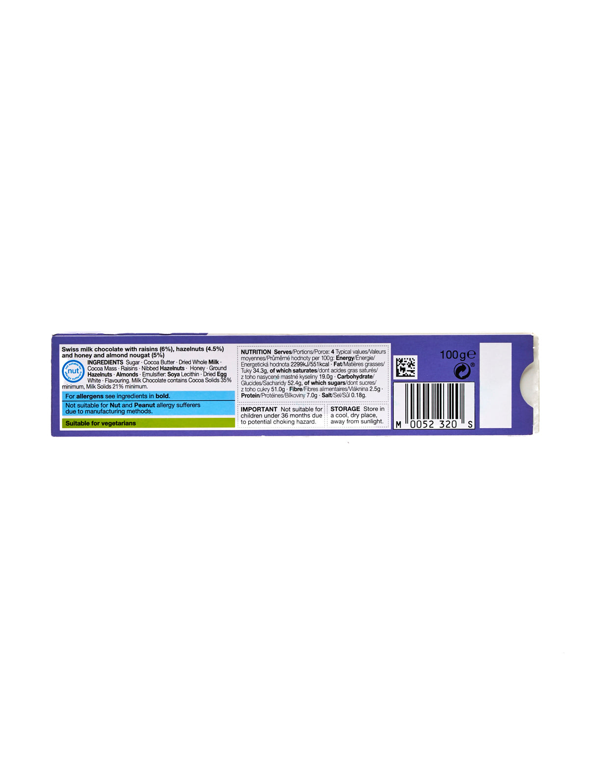 Swiss Chocolate Fruit & Nut Milk Chocolate Mountain Bar