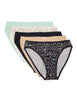 5pk Cotton Lycra® Ditsy Leaf High Leg Knickers