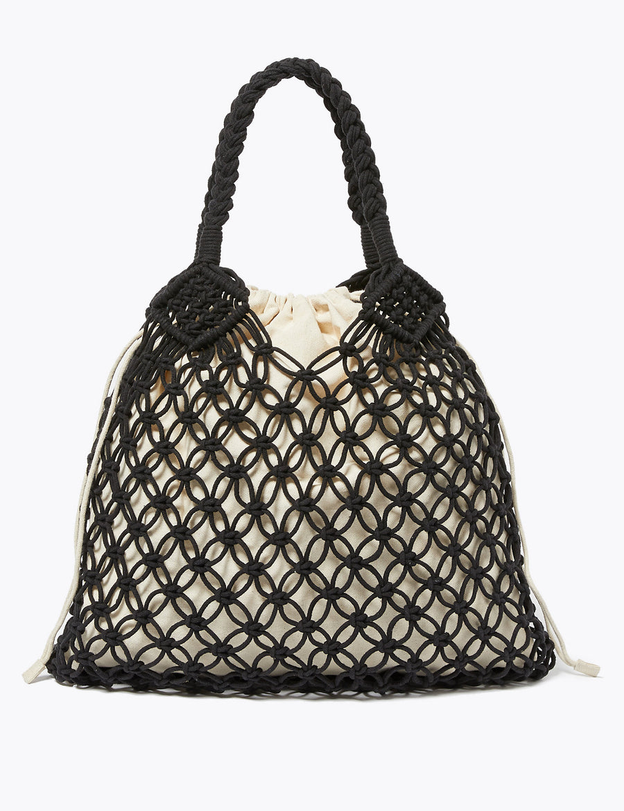 Cotton Rich Macrame Hobo Bag