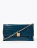 Croc Effect Chain Clutch Bag