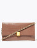 Croc Effect Chain Clutch Bag