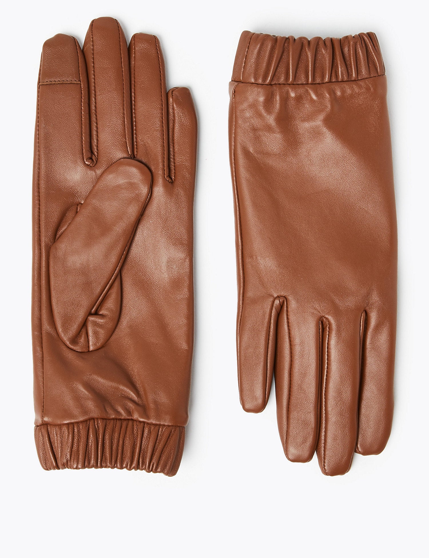 Leather Touchscreen Cuffed Gloves