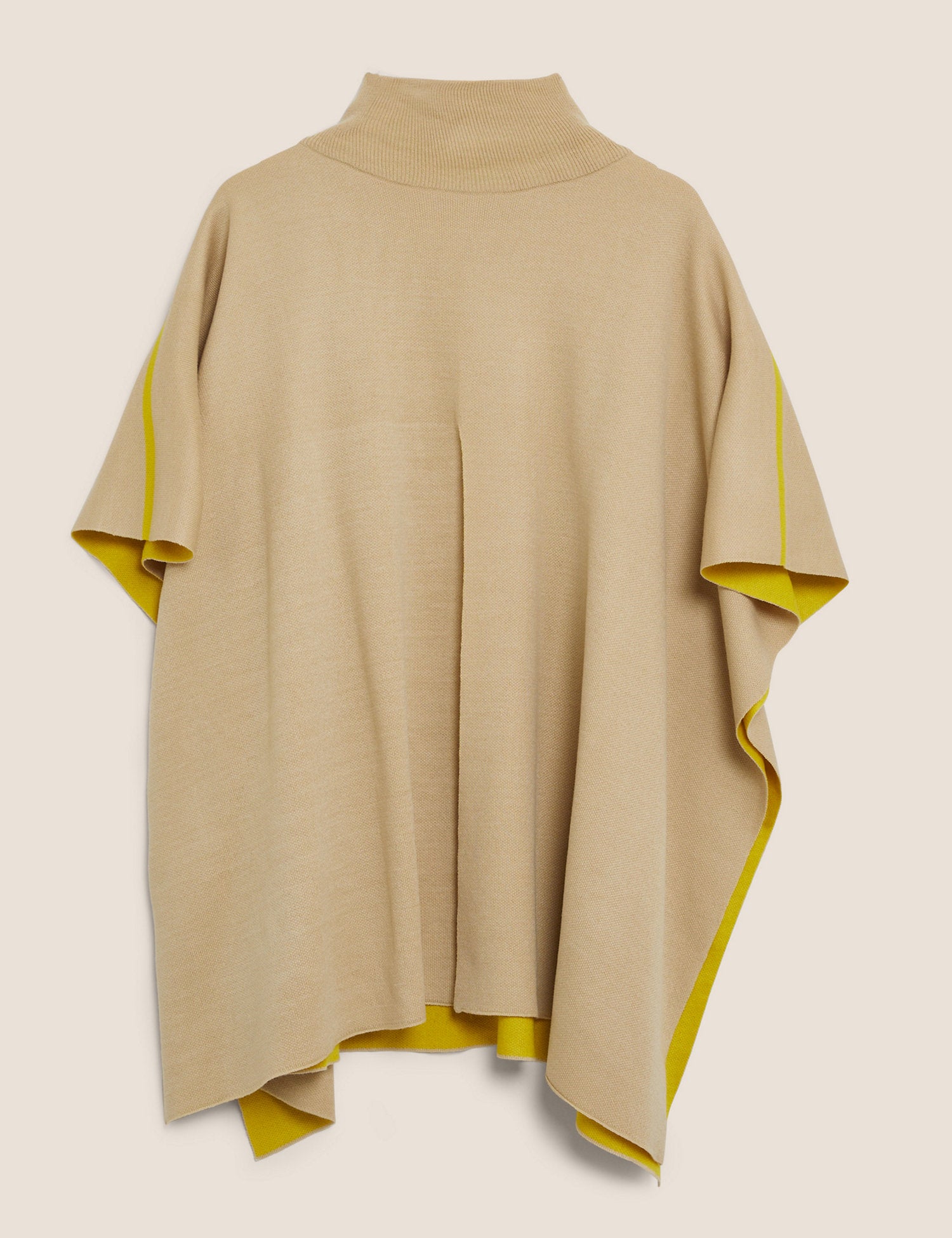 Contrast Funnel Neck Poncho