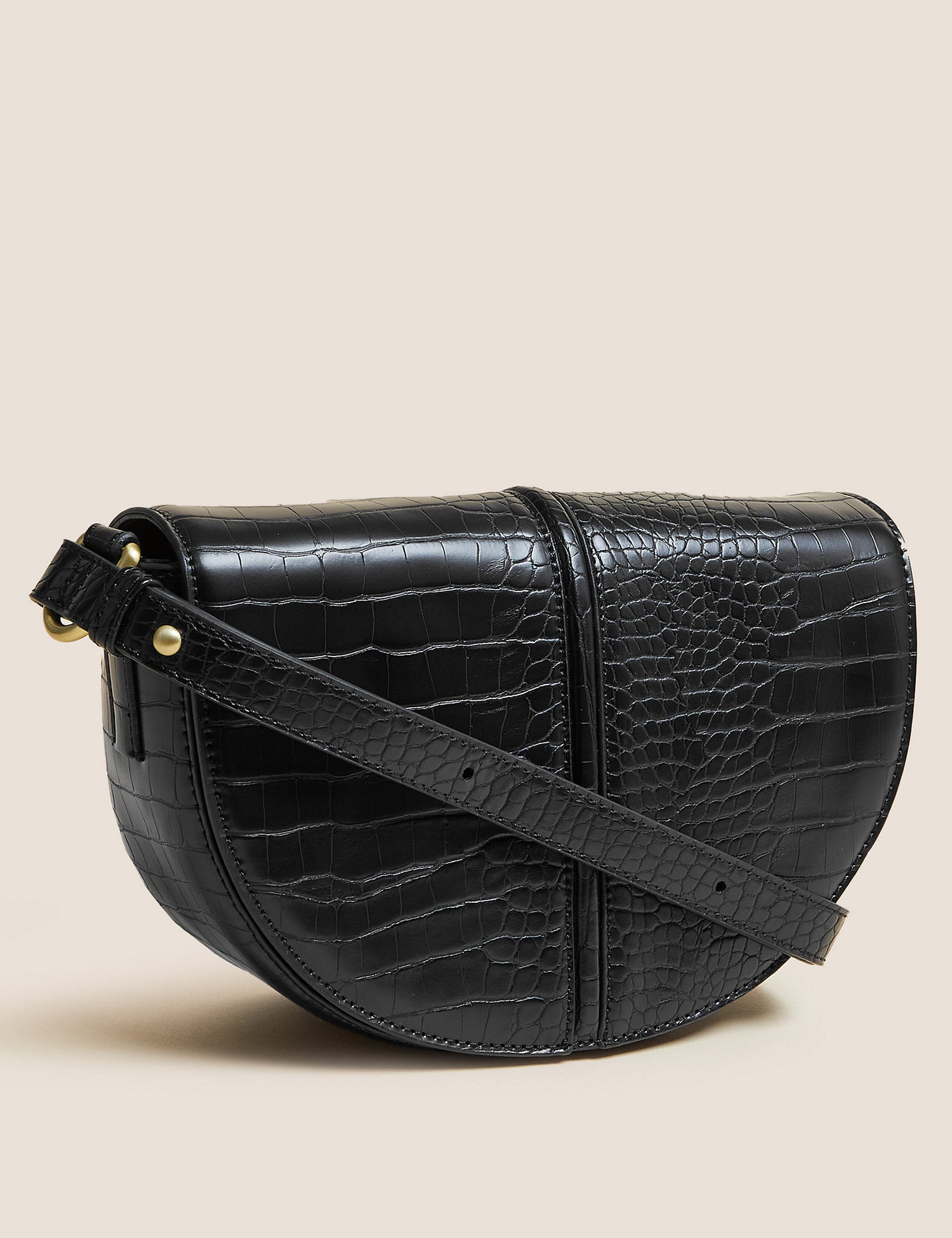 Faux Leather Croc Effect Cross Body Bag