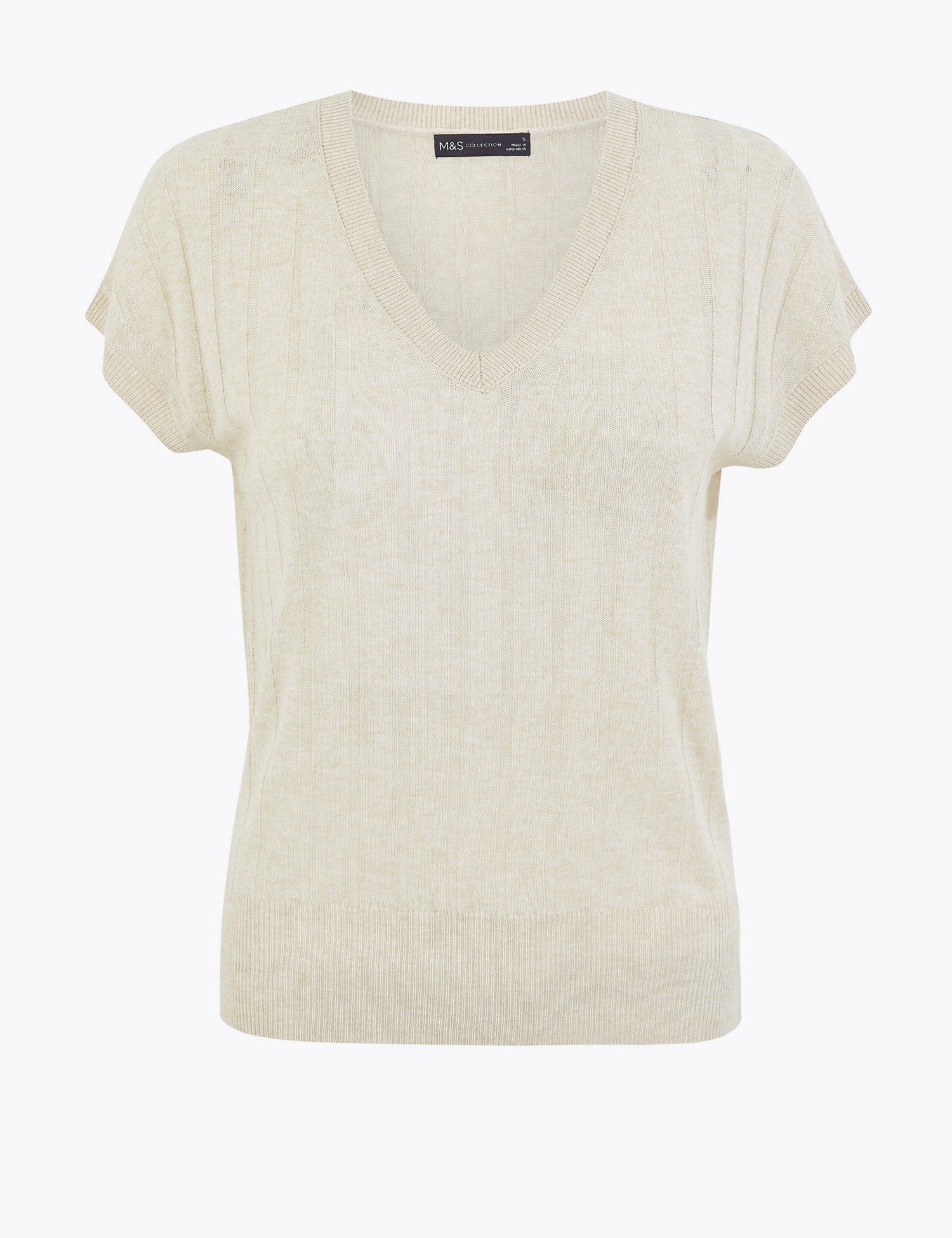 Ribbed Knitted V-Neck Top