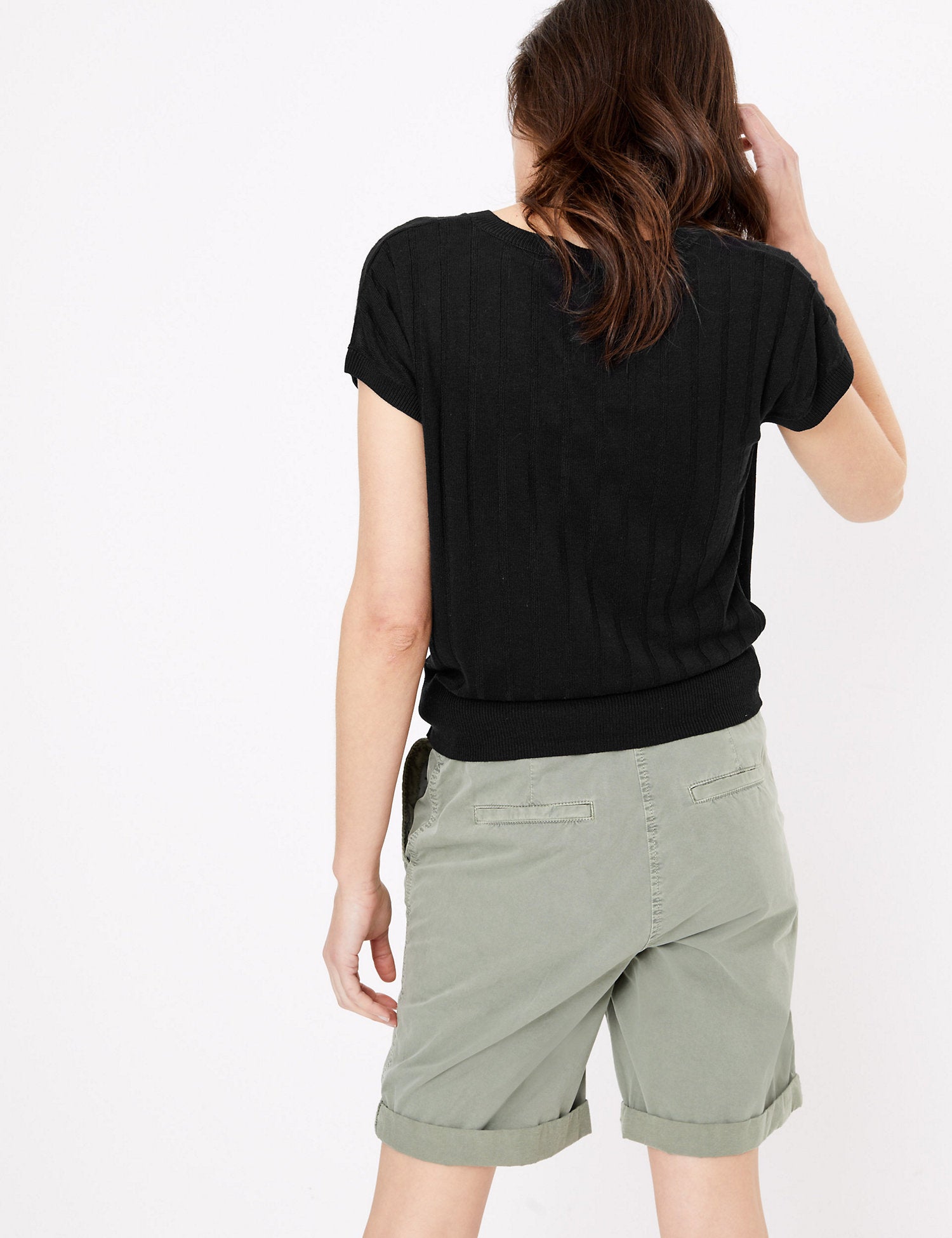 Ribbed Knitted V-Neck Top