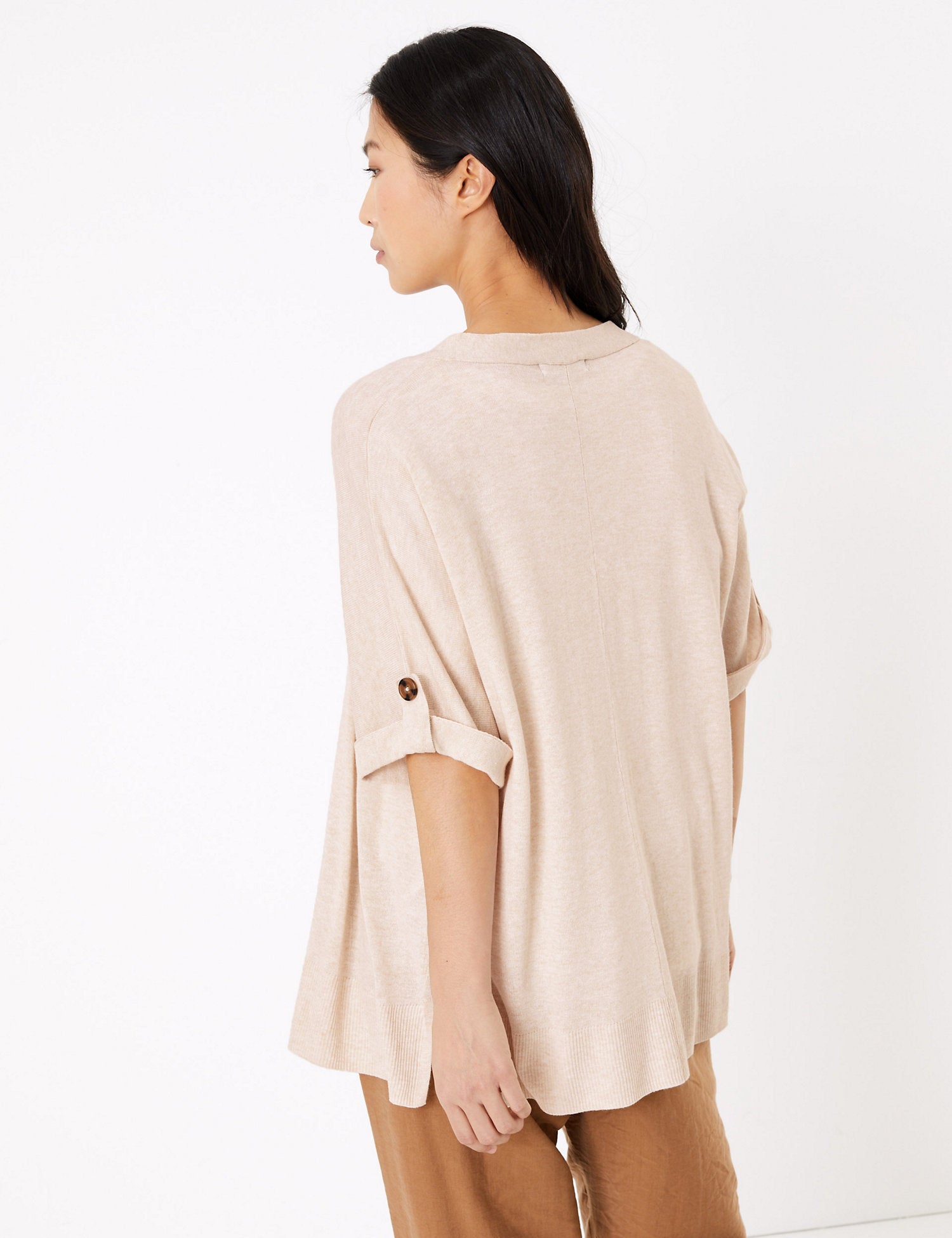 Short Sleeve Relaxed Cardigan with Linen