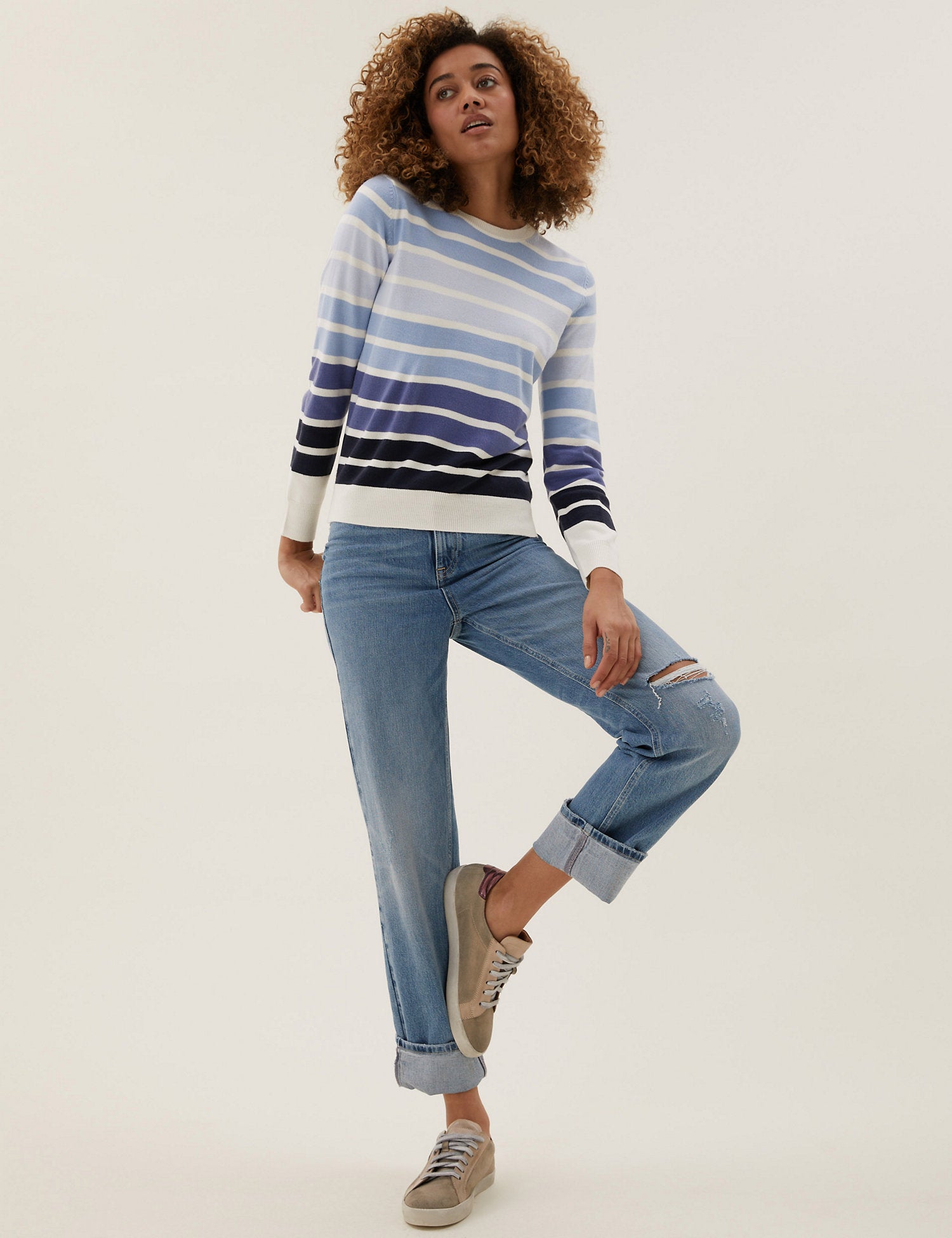 Supersoft Striped Crew Neck Jumper