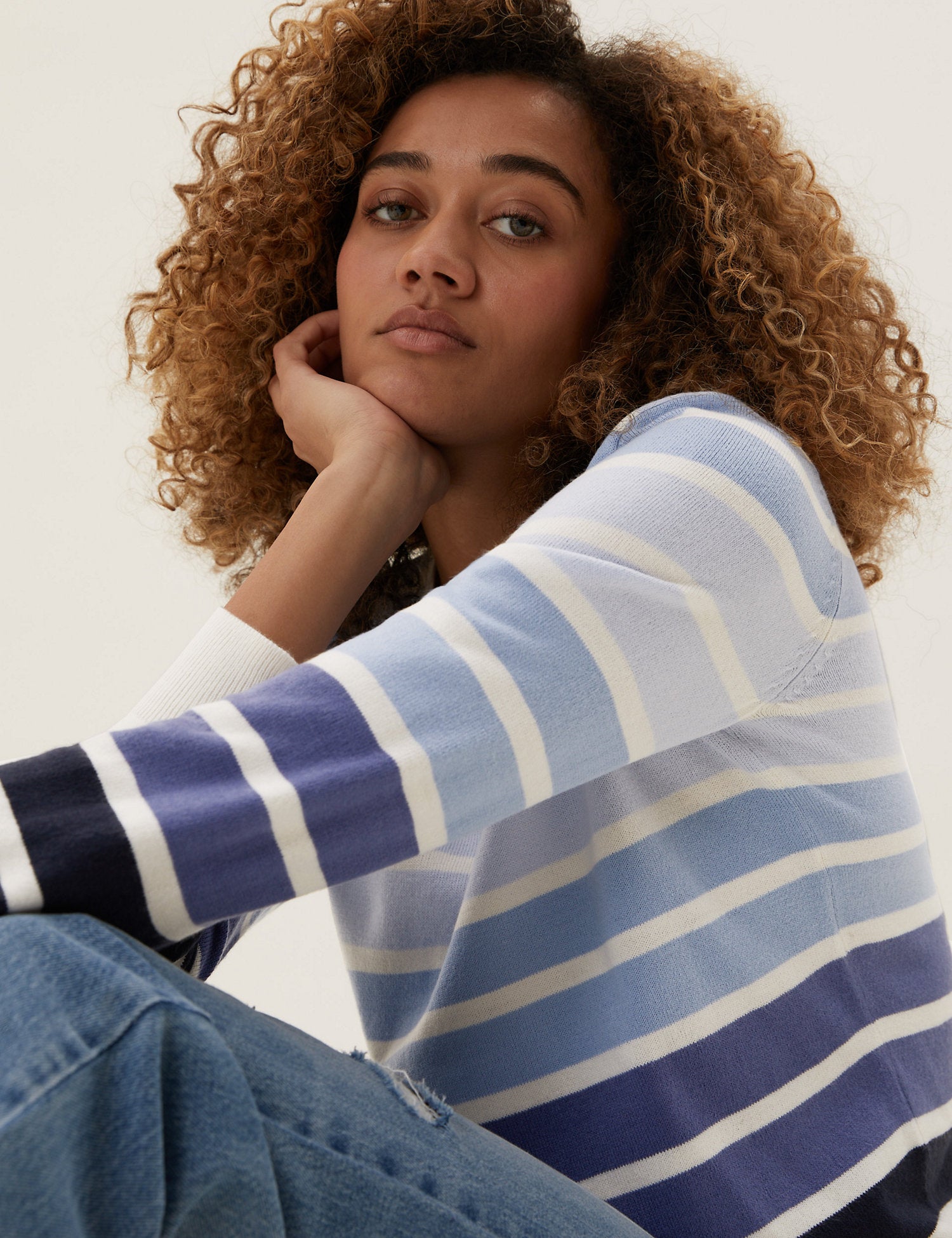 Supersoft Striped Crew Neck Jumper