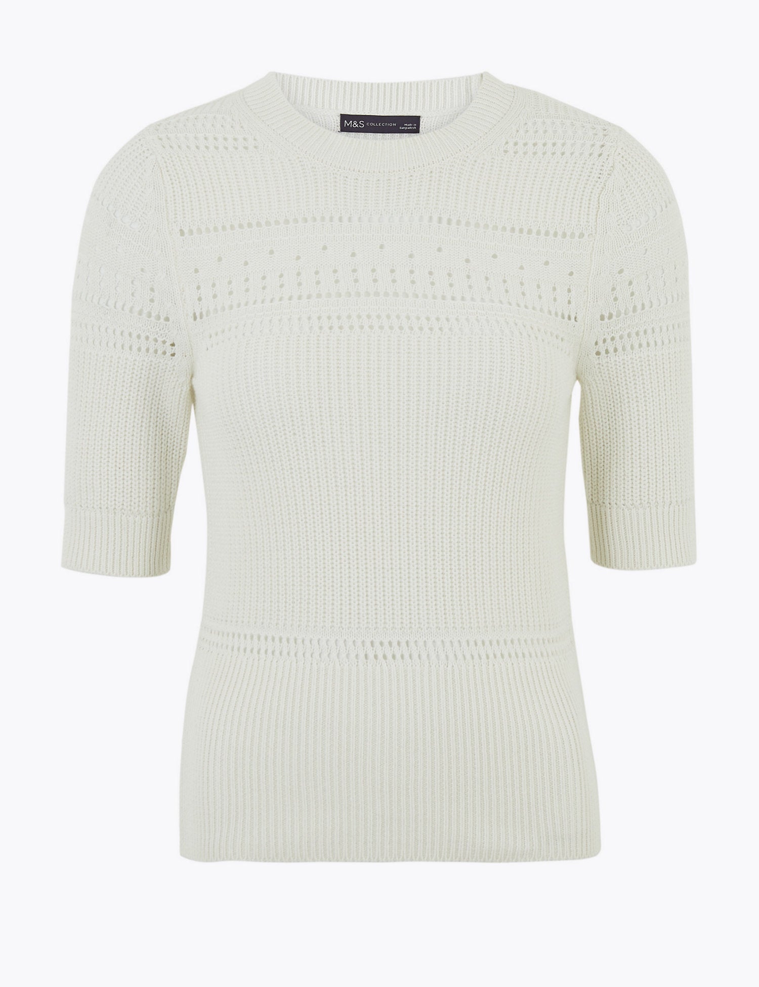 Pure Cotton Knitted Short Sleeve Jumper