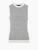 Pure Cotton Striped Sleeveless Knitted Top