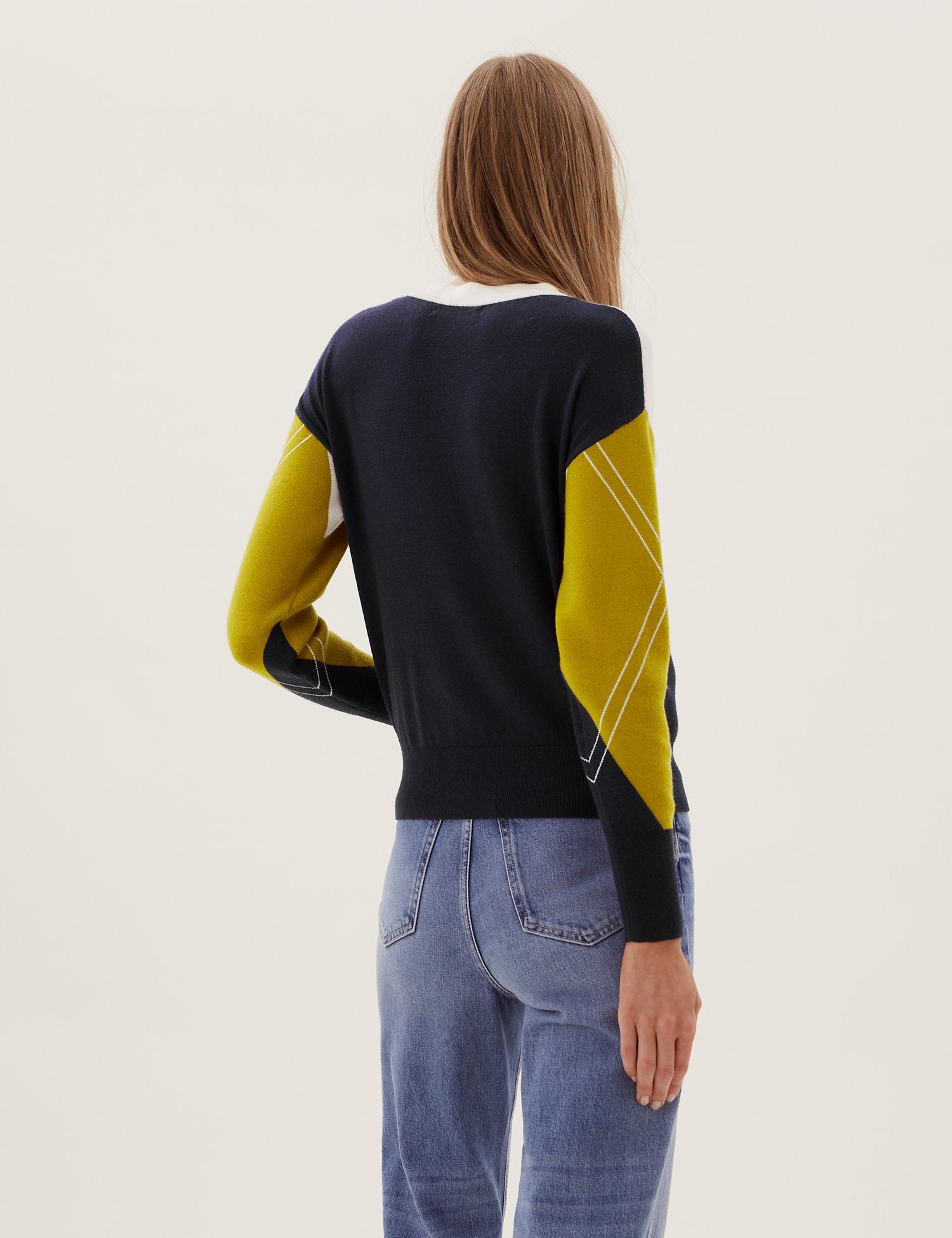 Soft Touch Argyle Crew Neck Relaxed Jumper